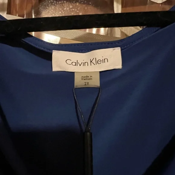 Calvin Klein Women's Blue Draped Top - Picture 4 of 6